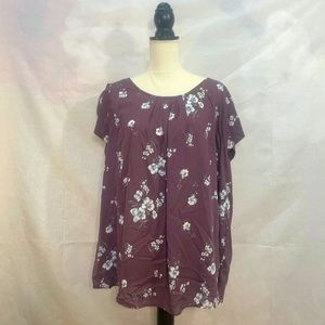 Papermoon Womens New Floral Bastille Tulip Sleeve Light Purple Blouse Size 1X